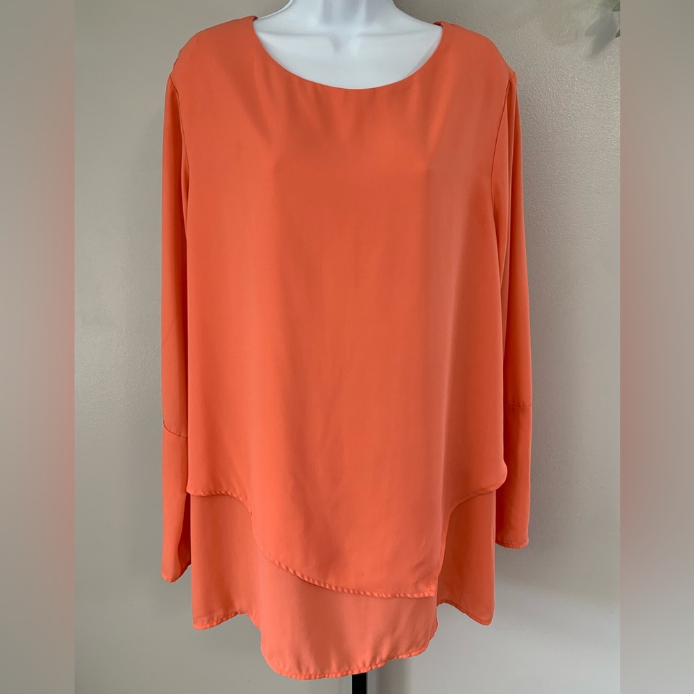 Charlie Paige Dark Peach Double Hem Blouse